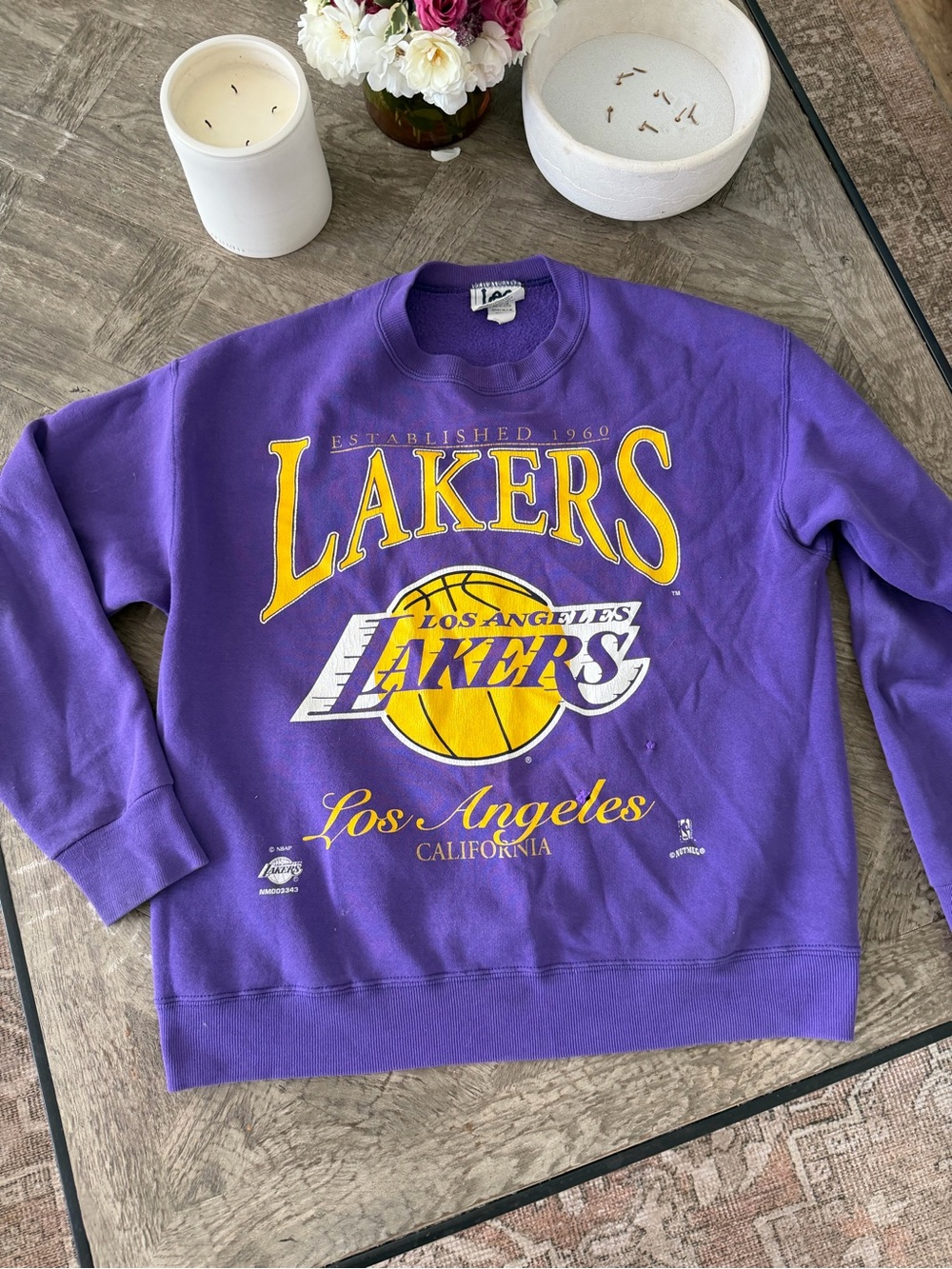 Vintage Los Angeles Lakers Purple Crewneck Sweatshirt - Picture 3 of 7
